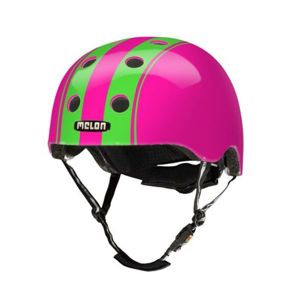CASCO MELON DOBLE ROSADO FRANJAS VERDES XL-XXL 58-63cms