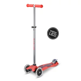 Scooter Infantil Micro Maxi Deluxe Led Brilla De Noche Rojo