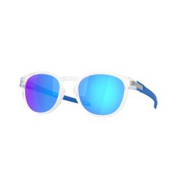 Oakley Latch Transparente mate con lente zafiro espejado, vista 1